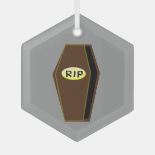 RIP Halloween Coffin of Doom Glass Tree Decoration