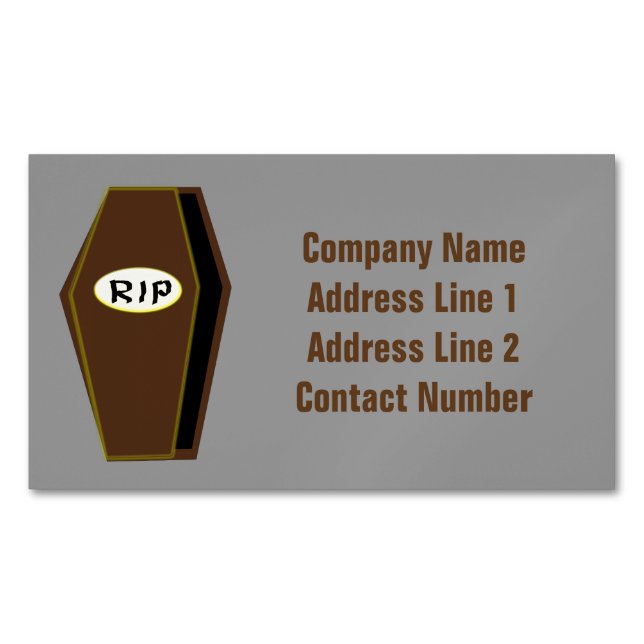 RIP Halloween Coffin of Doom Personalised Magnetic Business Card (Front)