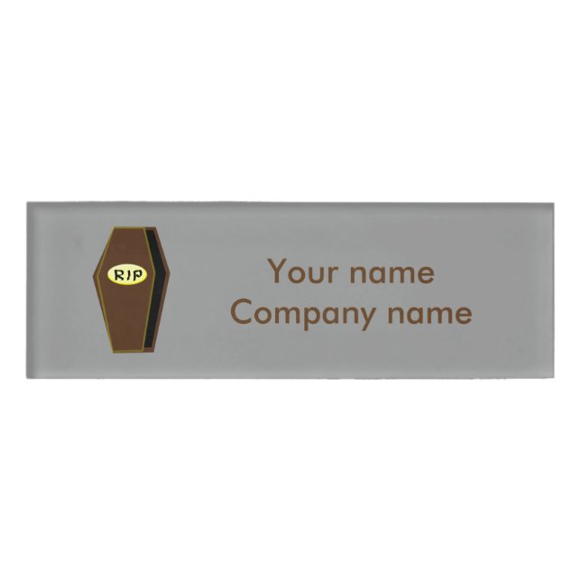 RIP Halloween Coffin of Doom Personalised Name Tag (Front)