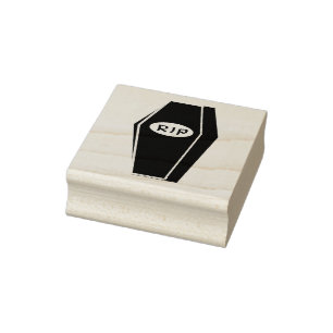 RIP Halloween Coffin of Doom Wood Art Stamp