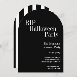 RIP Halloween Party Black and White Stripe Invitation
