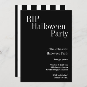 RIP Halloween Party Black and White Stripe Invitation