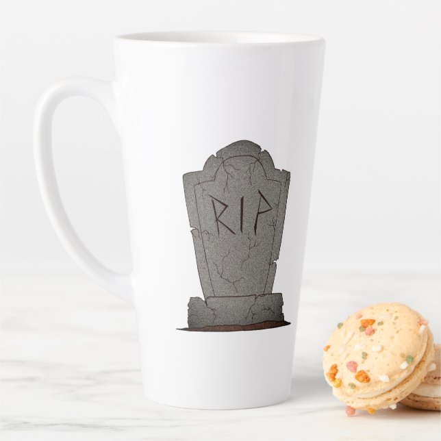 RIP Headstone Latte Mug (In Situ)