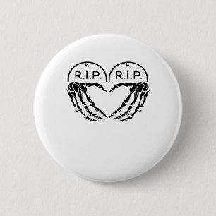Rip, Heart Shaped Design Made From Gravestones, An 6 Cm Round Badge