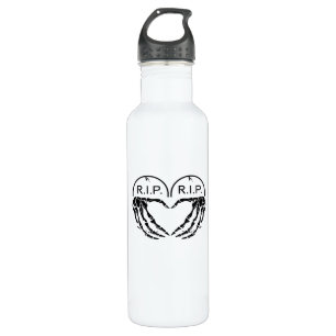 Rip Heart Shaped Gravestone Skeleton Hands 710 Ml Water Bottle