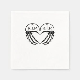 Rip Heart Shaped Gravestone Skeleton Hands Napkin