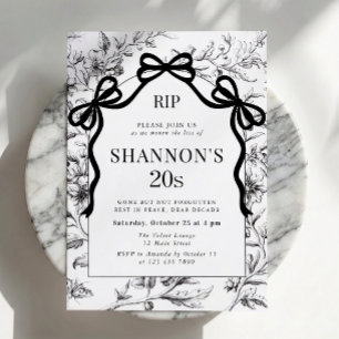 RIP My 20s Black Bow 30th Birthday Invitation