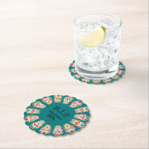 RIP my 20s Custom Age Sugar Skulls Birthday Paper Coaster