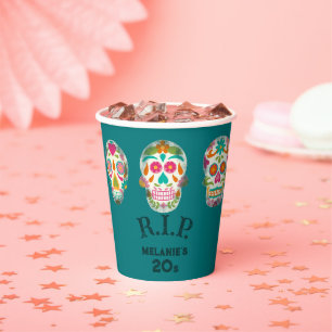 RIP my 20s Custom Age Sugar Skulls Birthday Paper Cups