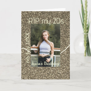 RIP MY 20s silver golden birthday add name date Card