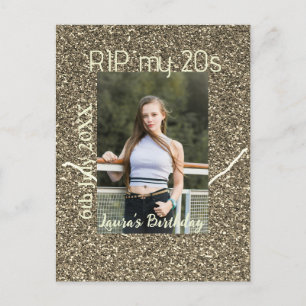 RIP MY 20s silver golden birthday add name date Postcard