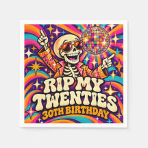 RIP My Twenties Disco Skeleton 30th Birthday Napki