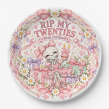 RIP My Twenties Pink Coquette 30th Birthday Paper