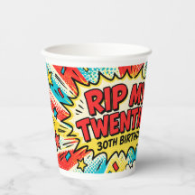 RIP My Twenties Retro Comic Skeleton 30th Birthday