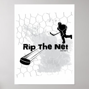 Rip The Net Hockey Player Gray Poster