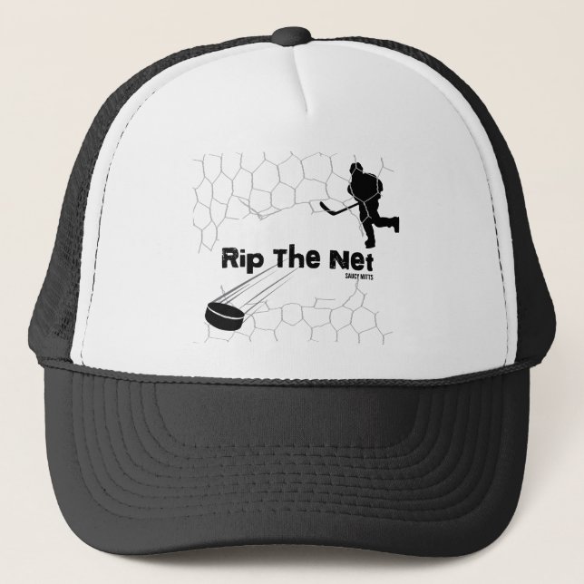 Rip the Net Hockey Player Trucker Hat (Front)