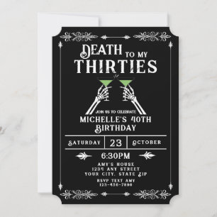 RIP To My 30s Trendy Gothic 40th Birthday Invitation