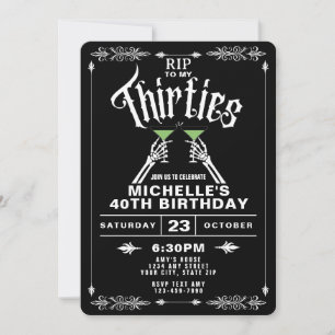 RIP To My 30s Trendy Gothic 40th Birthday Invitation