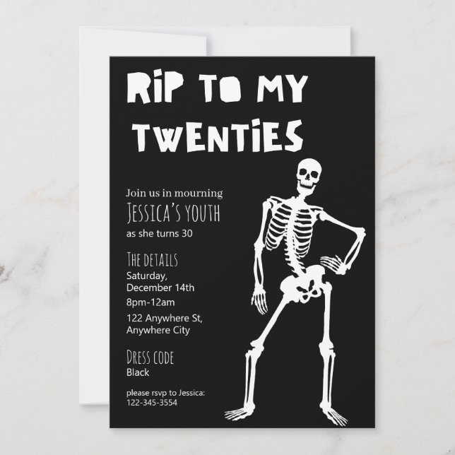 RIP To My Twenties 30th Birthday Party Invitation (Front)