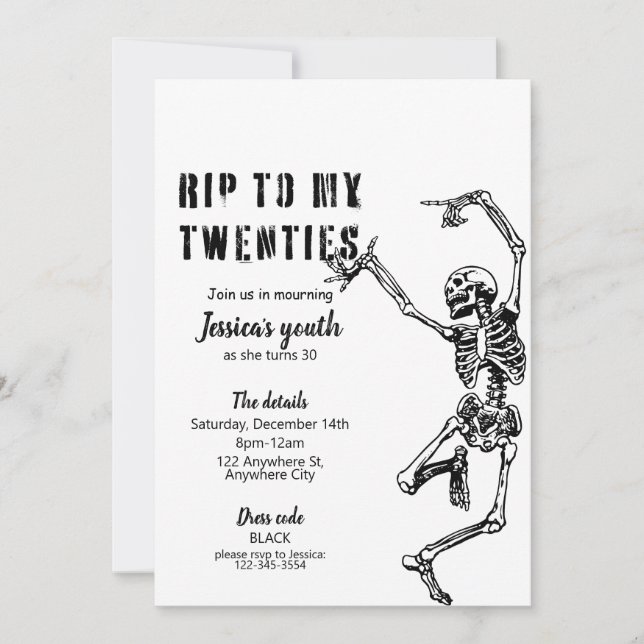 RIP To My Twenties 30th Birthday Party Invitation (Front)