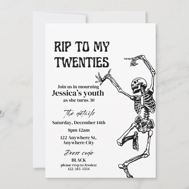 RIP to My Twenties Birthday Party Invite (Front)