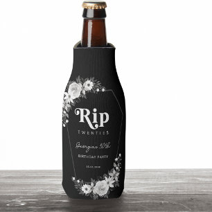 Rip To My Twenties Black 30th Birthday Party Bottle Cooler