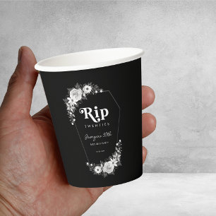 Rip To My Twenties Black 30th Birthday Party Paper Cups