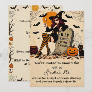 RIP to My Twenties Retro Halloween 30th Birthday Invitation