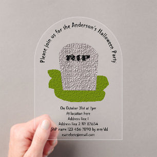 RIP Tombstone Custom Acrylic Invitations