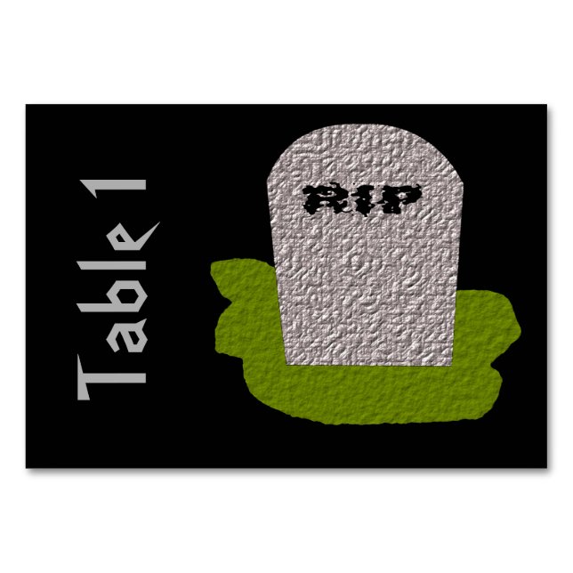 RIP Tombstone Customisable Tablecard Table Number (Front)