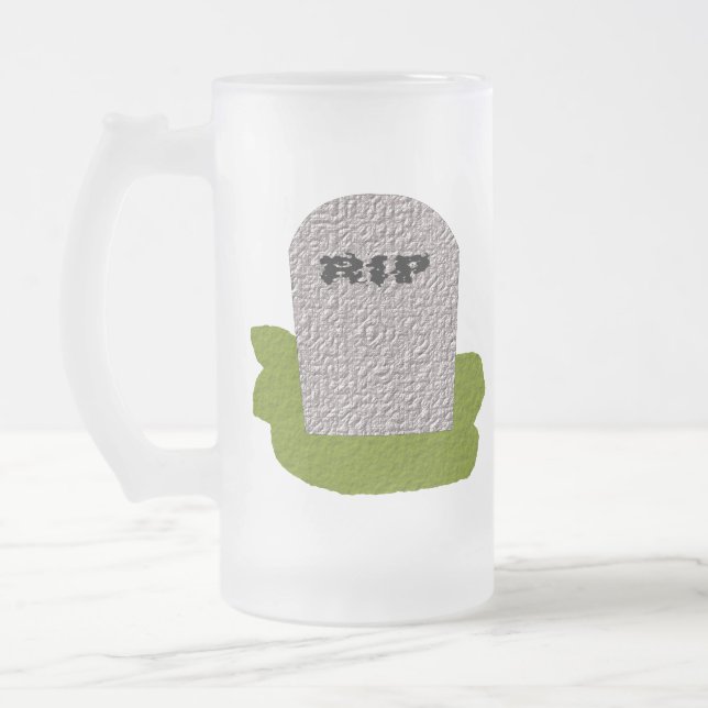 RIP Tombstone Frosted Glass Mug (Left)