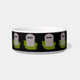 RIP Tombstone Gothic Dog/Cat Bowl