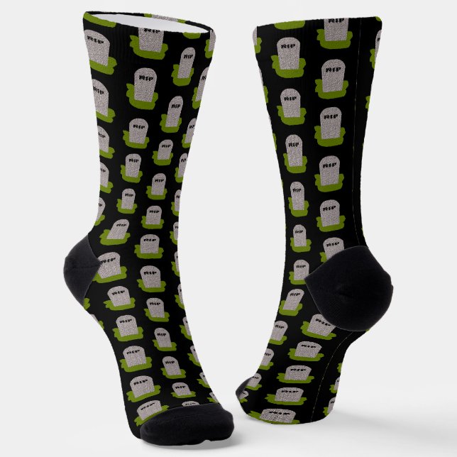 RIP Tombstone Patterned Socks (Angled)