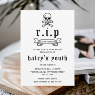 RIP Twenties 20s Funny Death Funeral 30th Birthday Invitation