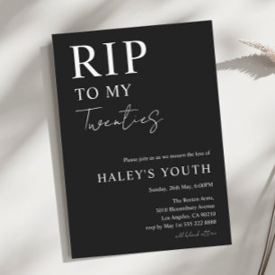RIP Twenties 20s Modern Simple 30th Birthday Invitation