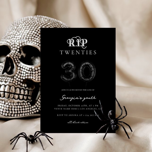 RIP Twenties Black Balloons 30th Birthday Party    Invitation (Creator Uploaded)