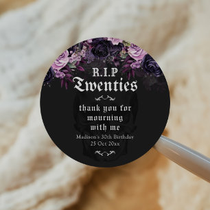 RIP Twenties Floral 30th Birthday Party Classic Round Sticker