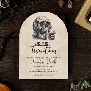 RIP Twenties Vintage Skull 30th Birthday Party Invitation