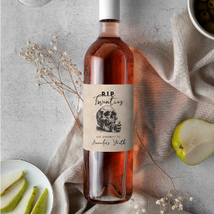 RIP Twenties Vintage Skull Martini Birthday Party Wine Label