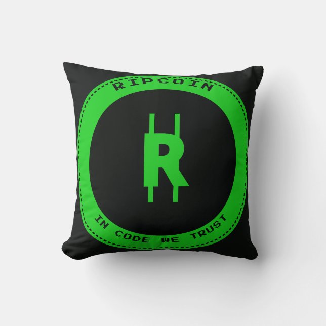 RipCoin - In Code We Trust Throw Pillow (Front)