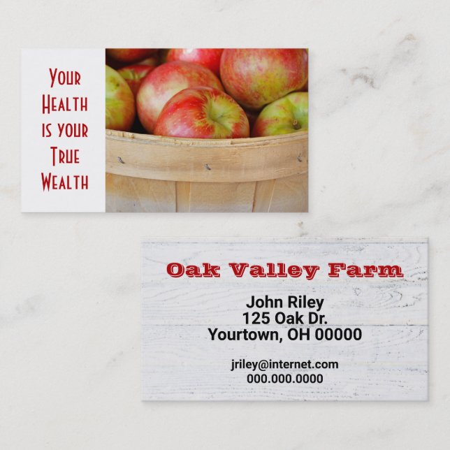 Ripe Apples in Bushel Basket Business Card (Front/Back)