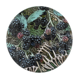 Ripe blackberries cutting board