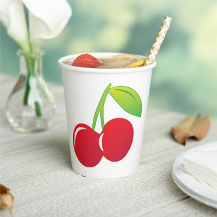 Ripe Bright Red Cherries Paper Cups