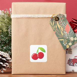 Ripe Bright Red Cherries Square Sticker