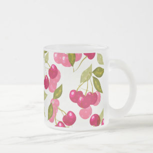 Ripe cherry frosted glass coffee mug