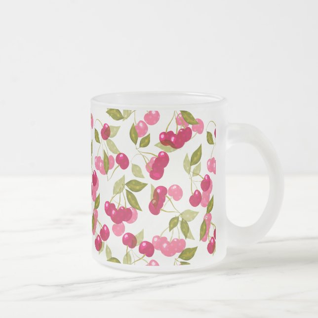 Ripe cherry frosted glass coffee mug (Right)