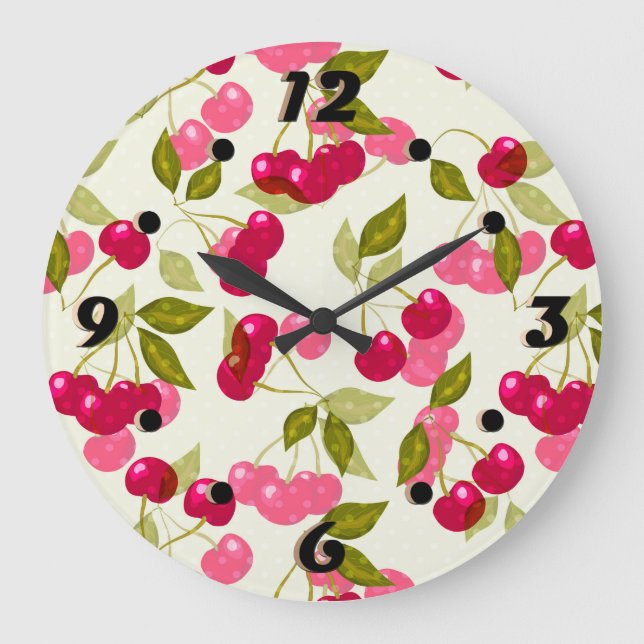 Ripe cherry large clock (Front)