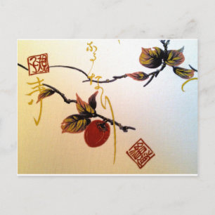 Ripe Cherry on Branch Postcard