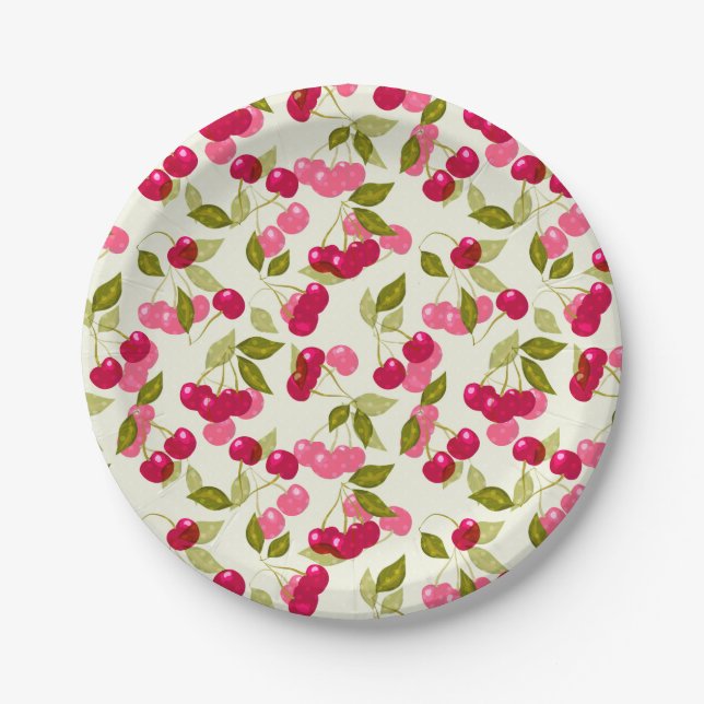 Ripe cherry paper plate (Front)