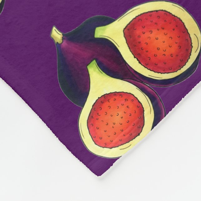 Ripe Fresh Sliced Purple Figs Fig Tree Fruit Fleece Blanket (Corner)